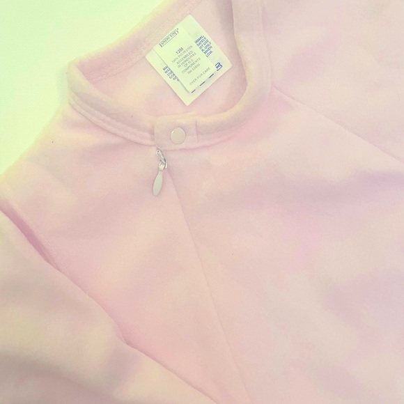 Lands End soft pink fleece onesie 12month - New Never Worn - Picture 2 of 6